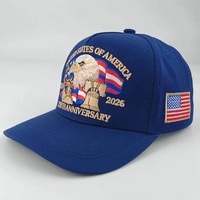 Casquette de baseball patriotique à 6 panneaux avec broderie du drapeau américain, commémorative du bicentenaire, 250e anniversaire de l'Amérique 2026