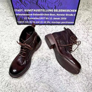Chaussures pour hommes en cuir lavé, style vintage et vieilli - Mocassins avec design respirant - Product Image 3