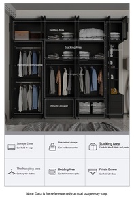 Armoire de chambre moderne beige avec tiroirs, étagères ouvertes, montage facile, taille personnalisable, <span class=keywords><strong>placard</strong></span> de rangement du sol au plafond - Product Image 3