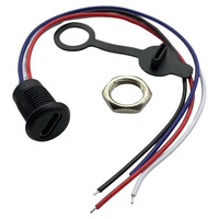 Montaje en panel a prueba de agua USB C hembra a PH2.0 2P Cables abiertos Cable de alimentación Puerto de cargador personalizado con cubierta
