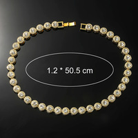 Bracelet chaîne tennis en strass plaqué or et collier tennis en cristal diamanté pour homme et femme - Ensemble de bijoux