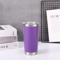 Vente en gros de tasses à café isothermes en acier inoxydable à double paroi avec revêtement en poudre, 20 oz et 30 oz, gobelets pour voiture avec couvercle coulissant