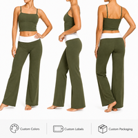 Ensemble de yoga personnalisé avec logo, coussinets de soutien-gorge intégrés, bretelles fines, respirant, color block, taille haute, séchage rapide, athlétique, XXL