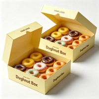 Boîte en carton personnalisée, entièrement imprimée en couleur, avec pelliculage mat, en matériaux recyclés, pour la vente à emporter, pour boulangerie, desserts, beignets, sushis