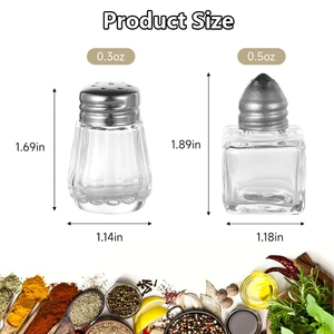 Mini salières <span class=keywords><strong>et</strong></span> poivrières en verre transparent pour mariage, fête, maison, 0,5 oz, forme cubique, petites salières <span class=keywords><strong>et</strong></span> poivrières avec couvercles ton sur ton - Product Image 2