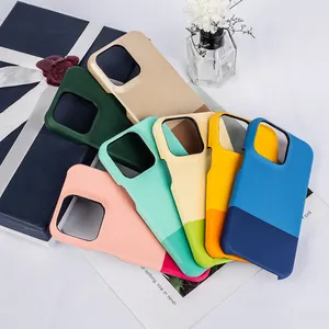 Couverture de téléphone portable antichoc enveloppée de cuir d'unité centrale de luxe pour l'étui de téléphone de couleur mélangée d'Iphone