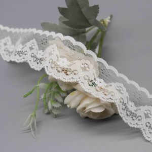 Nastro in Pizzo Floreale Bianco con Bordo Smerlato, Morbida Bordatura in Rete di Nylon per Abiti, Accessori per Cucito e Abbigliamento da Sposa - Product Image 5