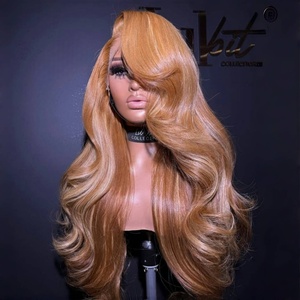 Perruques en cheveux humains brésiliens blonds <span class=keywords><strong>613</strong></span> Honey Brown, ondulées, transparentes, double densité, qualité 12A, vente en gros - Product Image 4