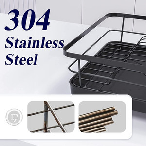 Organisateur de caddie d'évier de cuisine porte-éponge, organisateur de cuisine en acier 304 avec plateau de <span class=keywords><strong>vidange</strong></span> automatique, support d'évier pour la cuisine - Product Image 5
