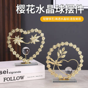 ลูกบอลคริสตัลรูปดอกซากุระ งานฝีมือโลหะ ของตกแต่งโต๊ะทำงาน สำหรับห้องนั่งเล่นและทางเข้าบ้าน - Product Image 5