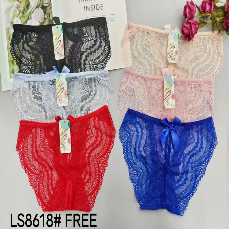 0,4 dólar modelo LAS046 cintura libre venta al por mayor encaje Boyshort transpirable Floral bragas mujeres ropa interior de algodón con muchos colores