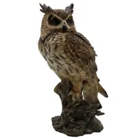 Realistic resin garden decor bird figurine resin owl sculpture, wholesale polyresin hawk life size bird statue owl decor%