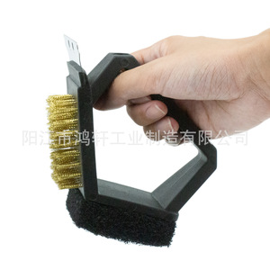 Brosse de nettoyage pour barbecue avec poils en fil de cuivre 15x10x10cm pour grille de barbecue et cuisson au barbecue - Product Image 3