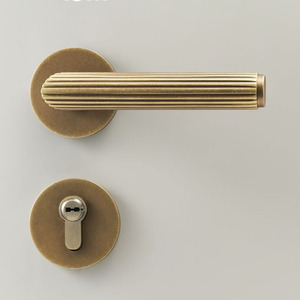 Stripe Knurled <strong>Copper</strong> Door Lock <strong>Handle</strong> Interior Brass Gold Knurling Door Lever <strong>Handle</strong> - Product Image 2