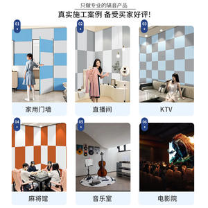 Panneaux acoustiques super insonorisants en coton pour portes et murs, auto-adhésifs pour chambre à coucher, absorption et élimination du bruit - Product Image 2