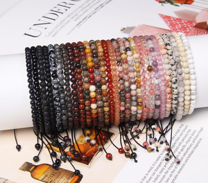 Bracelets en perles de pierres précieuses miniatures de 4 mm, bracelet de guérison en cristal, bracelet en pierre naturelle, bracelet à perles réglable unisexe pour femmes et hommes - Product Image 2