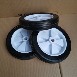 7 Inch Solid Rubber Caster <b>Wheels</b> With <b>Plastic</b> Core Firm Tread Industrial Use Durable - Product Image 1