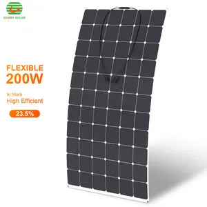 Panel surya semi fleksibel OEM 200w efisiensi tinggi panel surya film super tipis piring surya kedap air sunpower Kemah
