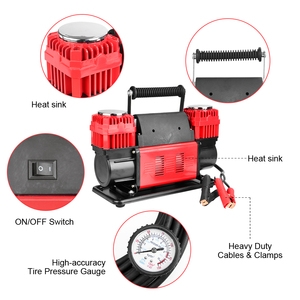 Heavy Duty Double กระบอกสูบรถบรรทุก RVs จักรยานและรถยนต์150 PSI แบบพกพา Air Pump 12V เครื่องอัดอากาศแบบพกพายาง Inflator - Product Image 3