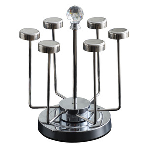 ที่วางแก้วน้ำหมุนได้สแตนเลส 6 ชิ้น ชั้นวางถ้วยชา ที่เก็บของในครัว ถาดหมุนอเนกประสงค์ - Product Image 4