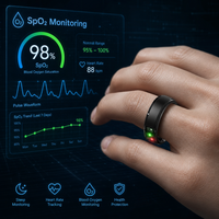 Anello Intelligente per Chiamate Android Aura TK20 Taglia 5-9 Oro con App per Monitoraggio Salute, Frequenza Cardiaca e Sonno per Fitness Quotidiano OEM