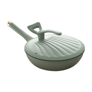 Konka Shell Wok Large Capacity Non-Stick Maifan Stone <b>Kitchen</b> Frying Pan Gift Pan - Product Image 1
