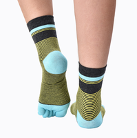 Chaussettes 5 doigts à rayures pour femmes, chaussettes de Compression à bout, à rayures