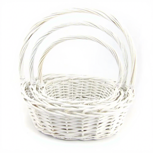 سلة تسوق بيضاء طويلة من الخوص أو سلة موسى فردية للتسوق أو حفلات الزفاف، لتعبئة الخبز والفواكه والخضروات للنزهات - Product Image 5