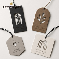 Étiquettes suspendues APEX personnalisées avec logo découpé, conception de marque, étiquettes de vêtements personnalisées en usine, étiquettes volantes OEM ODM