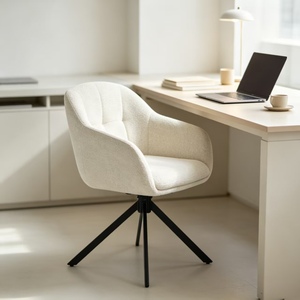Chaise de salle à manger pivotante moderne avec accoudoirs fixes et base en métal, chaise de salon, chaise de bureau, fauteuil - Product Image 4