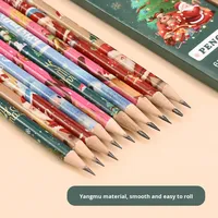 Ensemble de crayons en bois de Noël mignons et amusants avec gomme, crayons HB, cadeau de Noël, vente en gros Yichen Rouge/Vert/Rose
