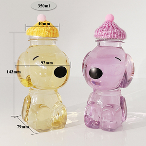 Monouso trasparente forma di cane Pet bottiglie di plastica per bere freddo birra caffè e latte tazza di tè imballaggio con coperchio sigillo - Product Image 3