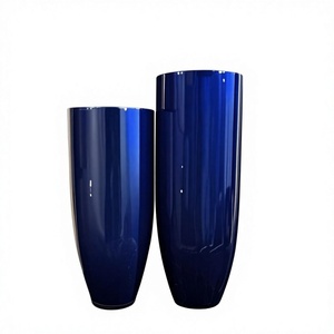Antique FRP Flower Pots Blue Shiny Flowerpot Vase Traditional Chinese Style <b>Planter</b> for Home Decoration <b>Large</b> Pot - Product Image 1