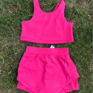 Kızın 2 parça kıyafetler yuvarlak boyun kolsuz Tank Tops ve Biker şort setleri - Product Image 2