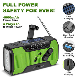 Radio d'urgence solaire portable AM FM avec écran LED et haut-parleur pour utilisation en extérieur, batterie externe 2000 mAh - Product Image 5