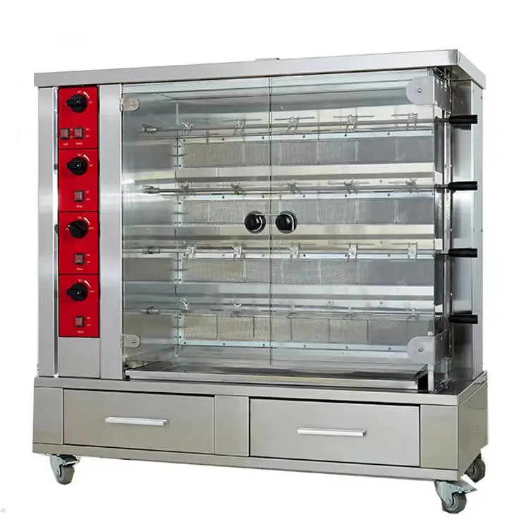 Máquina rotativa vertical automática para grelhar forno e torrador de frango a gás