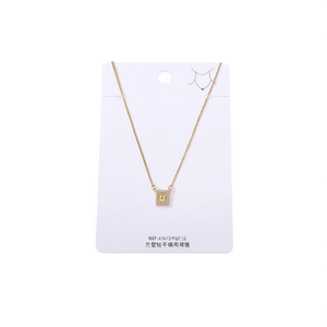 Collana in Acciaio Inossidabile con Diamante Quadrato - Product Image 1