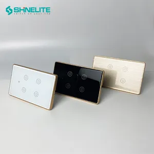 SHINELITE US 500W 4 Gang Interruptor táctil de pared WIFI Smart Home Switch con marco de color funciona con Alexa Google Smart Life