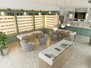 Vitrina Moderna para Exhibición de Gafas Engin Optik, Color Marrón Claro, Estantes Escalonados, Laminada, Rectangular, para Tiendas Minoristas - Product Image 2