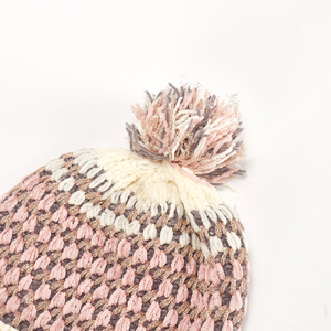 Bonnet tricoté chaud d'hiver personnalisé pour femmes bonnet en chenille rose en fil de coton à la mode pour le voyage, vente en gros - Product Image 4