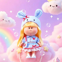 Poupée Mignonne Pomme de Terre avec Chapeau Bleu, Poupée Fille aux Longs Cheveux Blonds, Jouet en Vinyle, Cadeau pour Enfants, Poupée de Collection à Habiller avec Boîte Personnalisée
