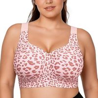 Sujetador Deportivo Sin Costuras Tallas Grandes para Mujer, Sin Varillas, Copa 3/4, Estampado de Leopardo, Soporte Suave, Cierre Trasero de 4 Ganchos, Venta al por Mayor de Fábrica