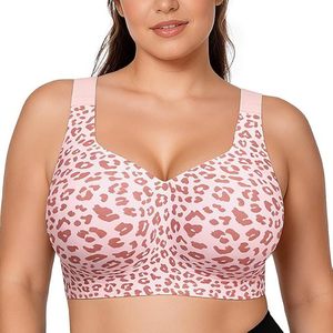 Soutien-gorge sans couture grande taille pour <span class=keywords><strong>femme</strong></span>, sans armatures, bonnet 3/4, imprimé léopard, maintien doux, fermeture arrière à 4 agrafes – Vente en gros usine - Product Image 2