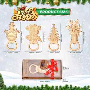Christmas Metal Bottle Opener Gift Set Snowman Christmas <b>Tree</b> Snowflake Design for Holiday Party Favors and <b>Cutters</b> - Product Image 1
