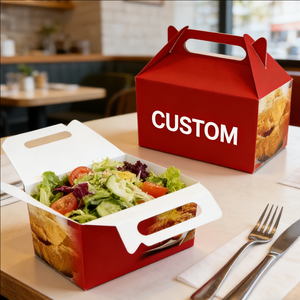 กล่องกระดาษทรงสี่เหลี่ยมแบบหรูหรา กล่องอาหารแบบใช้แล้วทิ้งสำหรับอาหารร้อนแบบนำกลับบ้าน ผลิตจากวัสดุรักษ์โลก บริการ OEM ODM - Product Image 1