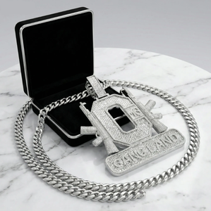 Pendentif Breloque <span class=keywords><strong>Lettre</strong></span> C Grande Taille en Laiton Argenté Personnalisé, Style Hip Hop, Bijoux Fins, Design Zircon Givré pour Hommes - Product Image 2