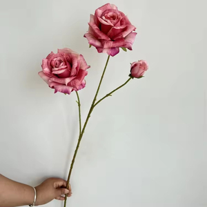 Venta directa de fábrica, flores artificiales al por mayor, 3 rosas artificiales grandes de seda, decoración para bodas y fiestas - Product Image 3