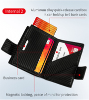 Dompet Kartu Kredit Otomatis Keluar untuk Pria, Dilengkapi Proteksi RFID Anti Maling, Bahan Kulit PU Metalik dengan Penutup Tombol