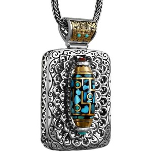 Personalidad hombres y mujeres ornamento <span class=keywords><strong>Chiba</strong></span> vintage Buda turquesa cuentas giratorias Tailandia colgante de plata - Product Image 1