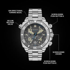 JUST Men's Quartz <b>Watch</b> Stainless Steel <b>Case</b> Folding Clasp with Safety Chronograph Tachymeter Luminous Waterproof Date Analog - Product Image 5